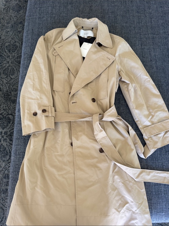 A.L.C. Jackets & Blazers - A.L.C. Beige Double-Breasted Trench Coat with Waist Tie